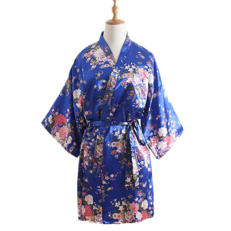 Wholesale New Long Sleeve Ice Silk Luxury Elegant Women Bathrobe Sleepwear Summer