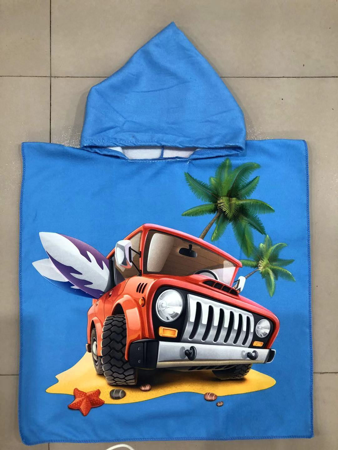 Microfiber Kid Hooded Beach Towel Baby Poncho Stocks or Customize